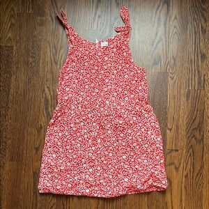 Girl Red and White Floral Tie-Shoulder Sundress